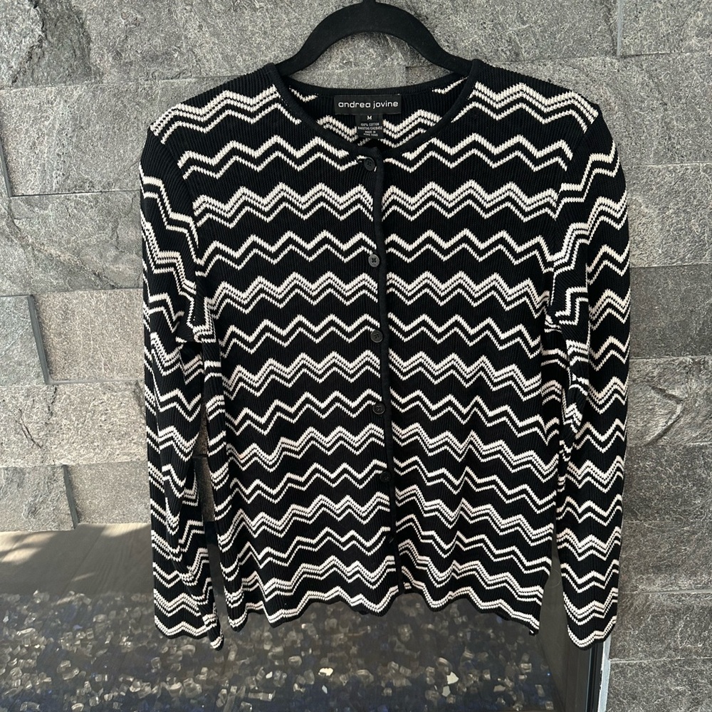 Andrea Jovine Monochrome Zigzag Cardigan